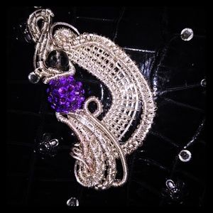 Handmade wire woven drop pendant